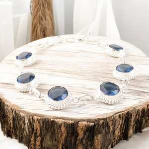 London Blue Topaz <b>Sterling</b> <b>Silver</b> Tennis <b>Bracelet</b> Simple Classic Luxury Zircon Birthstone Jewelry for <b>Women</b> - Product Image 5