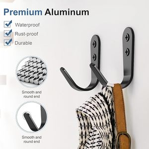 Heavy Duty Single Prong <b>Wall</b> Hooks for Clothing Premium Quality Aluminium <b>Rails</b> With Screws Included - Product Image 2