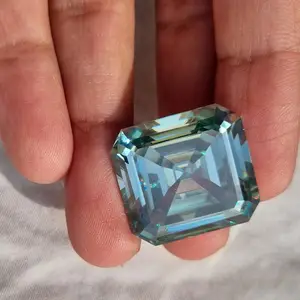 41 Ct Blue Asscher Cut Moissanite Diamond Blue Loose Moissanite VVS Clarity Making para Moissanite Pendant & Customized Jewelry