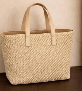 กระเป๋าโท้ทสานจากฟาง  กระเป๋าถือสไตล์มินิมอลสำหรับฤดูร้อน  กระเป๋าถือน้ำหนักเบาสำหรับไปทะเลและใช้ในชีวิตประจำวัน - Product Image 2