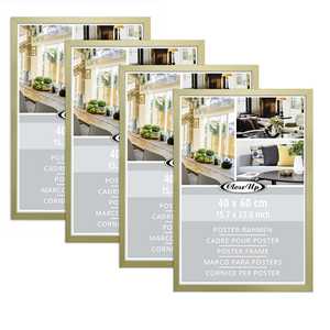 Juego de 4 Marcos de Madera Dorados Simples para Decoración, 40 x 60 cm, Marco de Fotos con Espejo Grabado para Decoración del Hogar, para Fotos y Proyectos DIY - Product Image 1