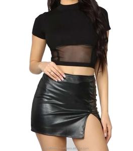 Jupes en cuir pour femmes, mini-jupe en cuir élégante pour l'hiver, respirante, en cuir véritable, style streetwear, soirée, boîte de nuit - Product Image 1