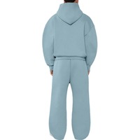 Conjunto de Sudadera con Capucha y Pantalones Deportivos de Invierno con Logotipo Personalizado, Estilo Urbano, Corte Cuadrado, Cierre de Cremallera, Talla Grande, 100% Algodón