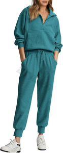 Femmes décontracté taille haute longue sarouel survêtement à capuche costume deux pièces sweat tenues survêtement pour printemps grande taille - Product Image 2