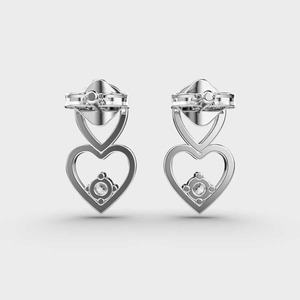 IGI Certified Lab Grown Round Diamond Heart <b>Drop</b> Earrings Solid 925 Sterling Silver Double Heart Diamond Earrings for Women - Product Image 4