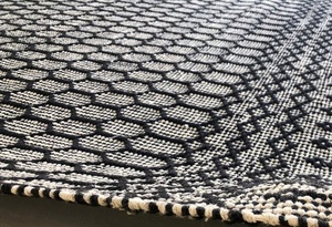 Prix d'usine Tapis en coton tissé plat en fil naturel noir et blanc pour votre maison - Product Image 5