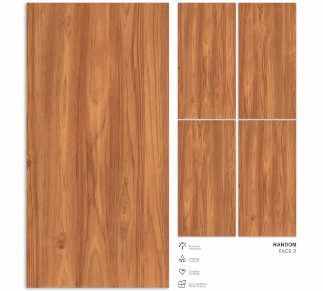 Telhas vitrificadas em olhar de madeira com superfície lisa fosca em 600x1200mm modelo lt_3003 cor marrom escuro e claro por novac cerâmica