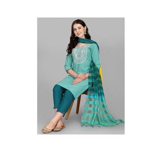 Conjunto Étnico Indio y Pakistaní con Bordado y Lentejuelas, Completamente Cosido, con Dupatta para Mujer - Product Image 1