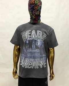 Camisetas de hombre con lavado ácido de piedra vintage unisex 100% algodón pesado estampado de gran tamaño al por mayor personalizado - Product Image 3