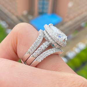 Bague en diamant Moissanite coupe poire 4.70 carats de haute qualité bijoux originaux en or blanc 18 carats pour elle au prix d'usine - Product Image 3