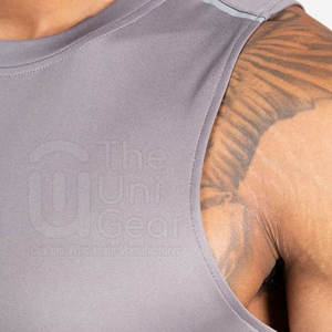 Camiseta sin Mangas Personalizada al por Mayor para Hombre, Transpirable, de Secado Rápido, 100% Poliéster, Camiseta Deportiva de Punto, Colores Personalizados, Logotipo Personalizado - Product Image 5