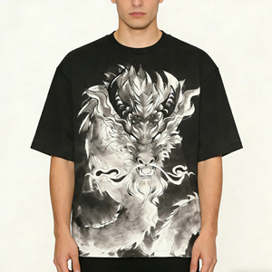 T-shirt Homme Oversize Épais en Coton 100% Toile Imprimé Graphique Streetwear Décontracté Ample XL - Product Image 3