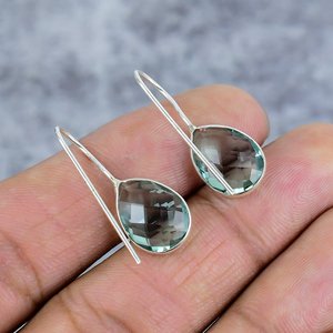 Boucles d'oreilles en argent sterling 925 en forme de poire avec pierres précieuses Boucles d'oreilles en fil pour femmes Boucles d'oreilles cadeau pour elle - Product Image 4
