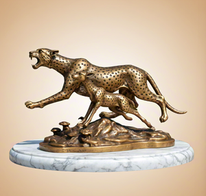 Pirinç leopar ve antilop heykelleri Metal dekorasyon heykel zanaat döküm hayvan leopar heykelcik koleksiyonu ile özelleştirmek - Product Image 2