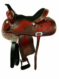 Nuevo barril de cuero Racing Pleasure Trail Leather Western Horse Saddle Ecuestrian con tamaño de juego de tachuelas del exportador indio - Product Image 6