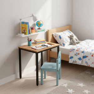 Mini 70x50cm Natural Wood <b>Table</b> with Iron Legs IDE68016 <b>Computer</b> Desk - Product Image 3