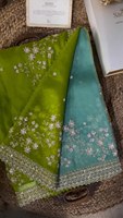 Tissu en soie Georgette léger et majestueux de haute qualité, brodé, avec fil et sequins, imprimé numériquement, pré-drapé, multicolore, pour femme
