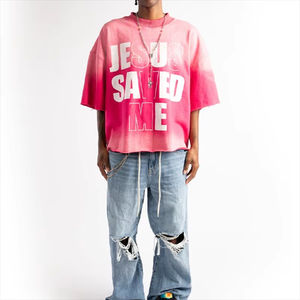 Camisetas Gráficas Oversize de Algodón 100% con Hombros Caídos, Estilo Vintage Streetwear, Lavado Ácido, Venta al por Mayor - Product Image 3