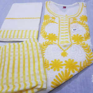 Costume en coton simple, élégant et beau avec travail Chikankari brodé à la main, idéal pour les femmes pour le bureau quotidien et les vêtements décontractés - Product Image 5