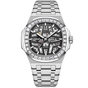 Reloj de Pulsera de Lujo para Hombre, de Acero Inoxidable, Esqueleto, Automático, con Bisel Estilo Baguette, Luminoso, Resistente al Agua, OEM ODM - Product Image 1