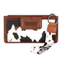 Portefeuille long vintage occidental en similicuir à motif vache, pochette de luxe en similicuir à motif pour femme, porte-cartes et porte-téléphone
