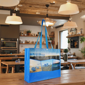 Bolsa de Compras de Tela No Tejida con Asas de Cinta de Polipropileno, Patrón y Tamaño Personalizables (Mediano/Grande) - Product Image 1