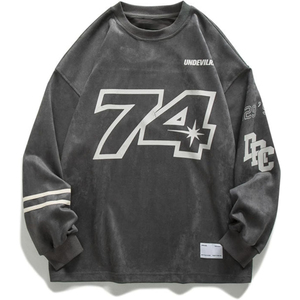 Nouveau sweat-shirt oversize pour homme, imprimé lettres, col rond vintage, manches longues, pull ample à motifs, streetwear unisexe - Product Image 1