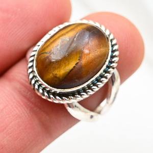 Bague classique faite à la main 925 bijoux en argent massif pour femmes 925 argent Sterling oeil de tigre pierre précieuse Boho Style bague cadeau soeur - Product Image 2