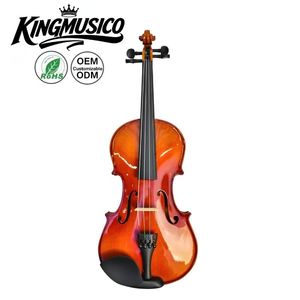 Violín KINGMUSICO 4/4 con tapa de abeto, diapasón de tilo teñido, clavijas de ébano teñido y cordal de fibra de carbono - Product Image 1