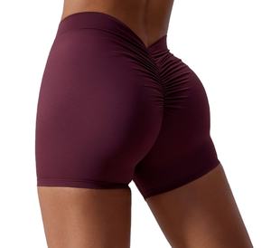 Pantalones cortos de entrenamiento de Yoga para gimnasio de cintura alta personalizados para mujer, pantalones cortos de Fitness elásticos de 4 vías de etiqueta privada, Material de tela - Product Image 4