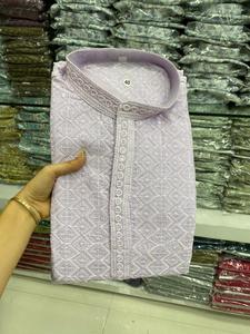 Nouveau gros hommes de haute qualité rayonne Kurta pyjama ensembles à la mode tissé longue tenue occasionnelle mariages fêtes-modèle fantaisie - Product Image 5