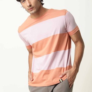 สั่งทําพิเศษบล็อกสีพอดีเสื้อยืดคอกลมสําหรับผู้ชายพิมพ์ฉลากคอแบบกําหนดเองบล็อกสีเสื้อยืดพอดีปกติ Colo - Product Image 2