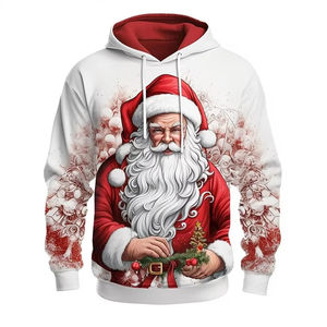 Sweat-shirt à capuche de Noël, polaire chaud d'hiver, pull décontracté imprimé pour hommes et adolescents, cadeau, style tendance - Product Image 1