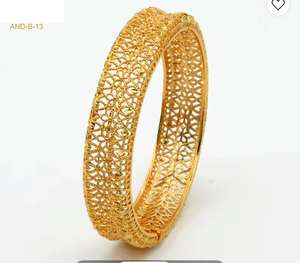Pulsera DE BODA chapada en oro de lujo para mujer exquisito patrón de la suerte brazaletes de moda para novia brazaletes grandes joyería - Product Image 3