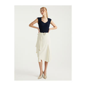 Falda de bolsillo con cinturón grueso asimétrico para mujer - Product Image 6