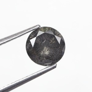 Anillo de Compromiso Único y Personalizado con Diamante Raro de 1.40 Ct, Corte Brillante Redondo Natural, Color Gris Sal y Pimienta, con Piedra Suelta - Product Image 1