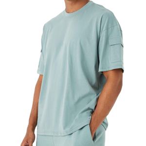 Conjunto de Dos Piezas para Hombre, Camiseta de Manga Corta y Pantalones Cortos de Color Sólido, Talla Grande, Transpirable, de Secado Rápido, de Verano, Poliéster/Algodón, Privado - Product Image 5