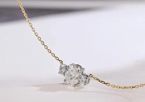 Pendentif ovale coupé avec chaîne pour femmes bijoux gravables quotidiens étaient - Product Image 3