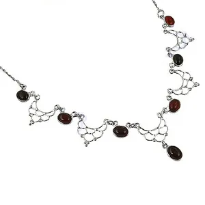 Collier en argent sterling 925 avec pierres précieuses pour femmes, mode, religieux, saphir, turquoise, agate, corail, quartz, coquille, motif numérique - Product Image 1
