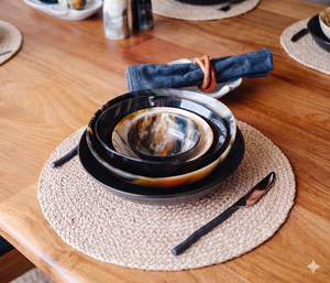 Ensemble de bols à salade et à fruits vintage en corne de buffle sculptée, vaisselle indienne en corne, idéal pour les cadeaux d'affaires - Product Image 4