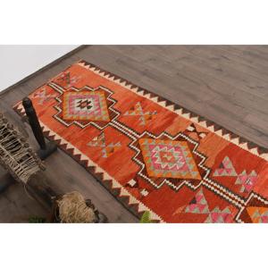 Vintage 2.7x8.4 ft Rug, <b>Runner</b> Turkish Rug, <b>Red</b> Plants & trees Wool Rug - Product Image 5