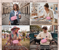 Riñoneras Personalizadas para Mujer, Bolsos Cruzados Acolchados, Riñonera Deportiva de Lona, Elegante Set de Riñoneras