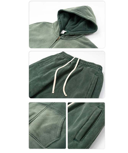 Conjunto Deportivo Personalizado 2026 con Logotipo, Estilo Urbano, Lavado Ácido, Pantalones Acampanados, Sudadera con Capucha, Conjunto Deportivo Informal para Hombre, Invierno, 2 en 1, Cortavientos - Product Image 4