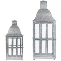 Lot de 2 lanternes à bougie blanches lanternes en aluminium lanterne à bougie suspendue portable pour cadeaux d'événement