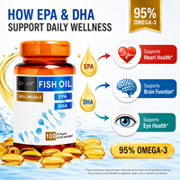 En Stock: Cápsulas Blandas de Aceite de Pescado Dr. HR de Alta Pureza, 95% Omega-3 con EPA y DHA, Apoyo para la Salud del Corazón, Cerebro y Ojos, 100 Cápsulas Blandas