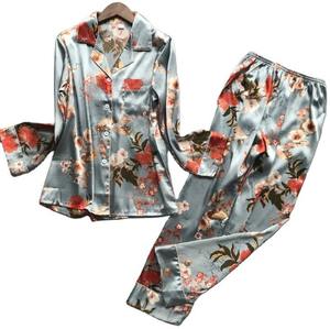 2022 Wholesale Custom <b>Satin</b> <b>Women's</b> Pajamas Set Thermal Striped <b>Pyjamas</b> Suit with Button Sleepwear for Summer Loungewear - Product Image 3