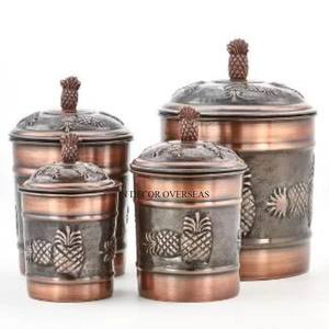 Ensemble de 4 boîtes de rangement de cuisine au prix le plus bas Look élégant unique et élégant en cuivre fini antique en métal - Product Image 6