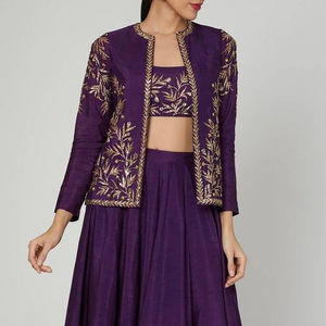NUEVA MAGNÍFICA CHAQUETA DE BLUSA BORDADA INDIA Y PAKISTANI con VESTIDO LEHENGA 100% Patrón floral DE SEDA para ropa de fiesta - Product Image 1