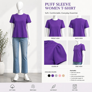 T-shirt court unisexe à manches courtes, col rond, tricoté, couleur unie, décontracté, respirant, coupe ajustée, été, 100% coton, prix raisonnable - Product Image 2
