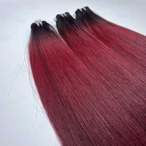 Extensions de cheveux humains droits double dessinés sans enchevêtrement non chimiques Cheveux raides vierges bourgogne bruts vietnamiens - Product Image 4